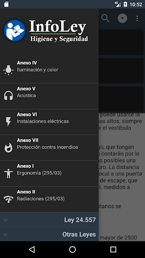 Android application InfoLey - Higiene y Seguridad screenshort