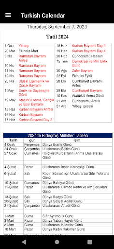 Takvimi 2024 Screen 2