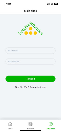 Android application Dotační průvodce screenshort
