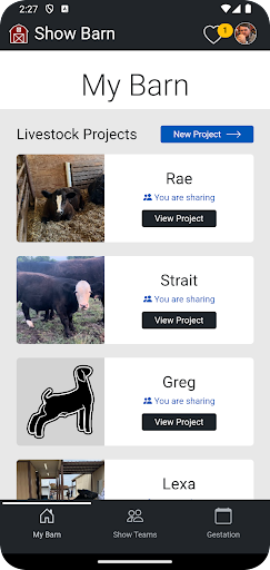Android application ShowBarn screenshort