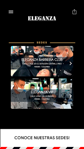 Android application Eleganza Barbería screenshort
