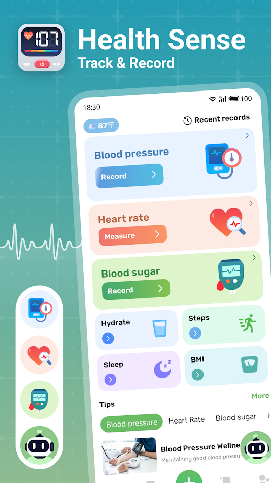 #1. Health Sense: Track & Record (Android) Με: Health Applines