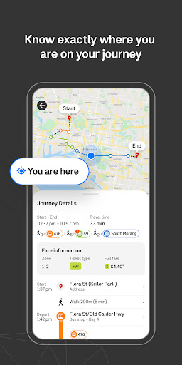Screenshot of Public Transport Victoria app