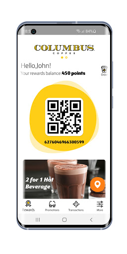 Android application Columbus Coffee Rewards screenshort