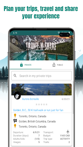 Android application Travel-n-share screenshort