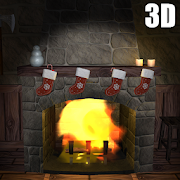 3D Medieval Christmas Fireplace Relaxing Scene