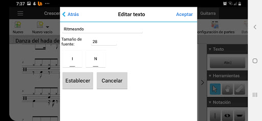 Crescendo, notación musical Screen 2