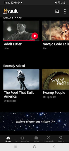 Screenshot of HISTORY Vault