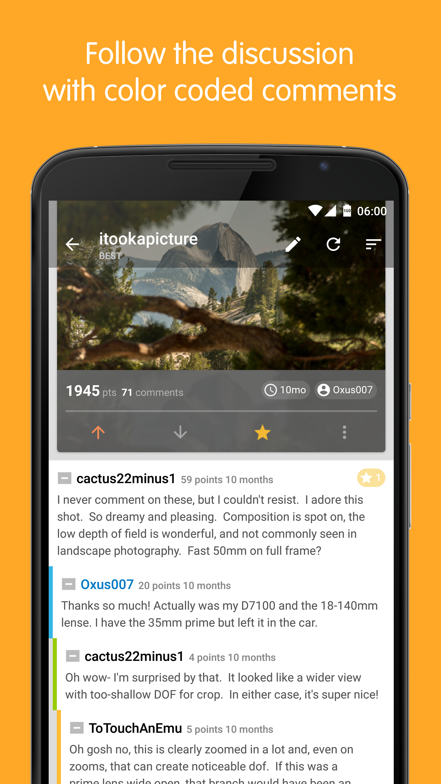Android application Now for Reddit screenshort