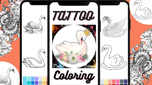 Tattoo Swan Coloring Book
