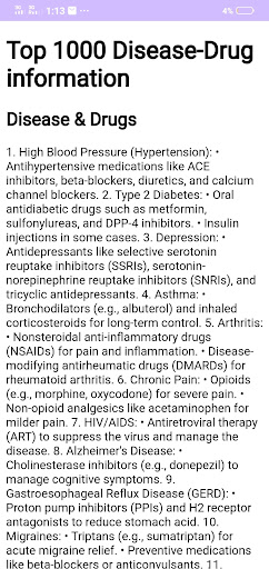 Disease & Drugs use Screen 2