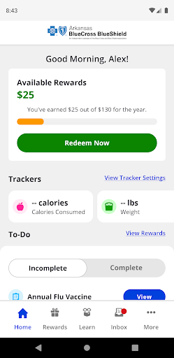 Android application Blue Wellness Rewards screenshort