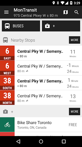Android application Mississauga MiWay Bus - MonTr… screenshort