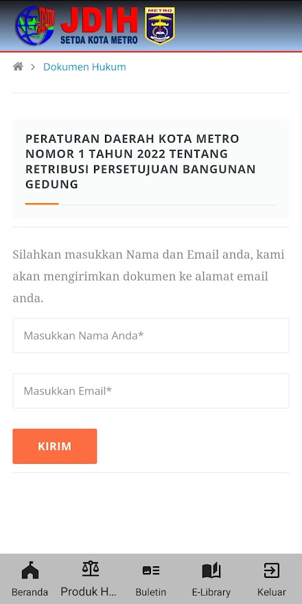 JDIH Setda Kota Metro Screen 2