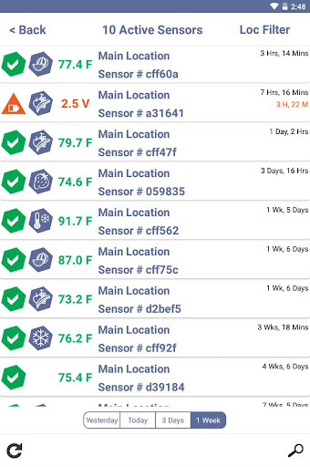SwarmTemp Monitoring Screen 2