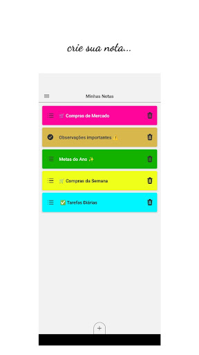 Android application Notas Customizadas screenshort