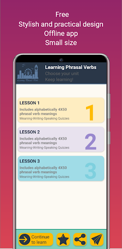 Android application Learning Phrasal Verbs screenshort
