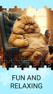 可愛いふっくら猫ゲーム ジグソーパズル