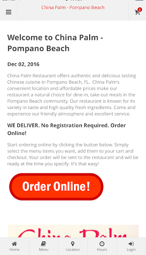 Android application China Palm - Pompano Beach screenshort