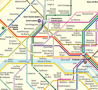 パリ地下鉄の地図パリRERの電車の地下鉄のバス地図