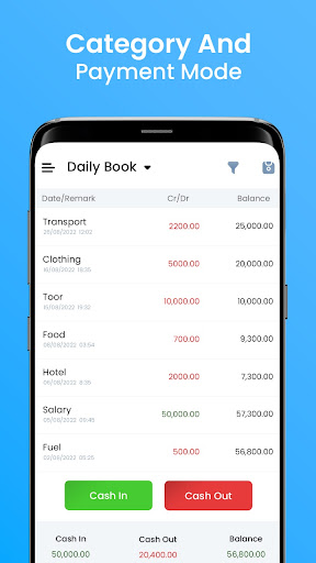 Android application Simple Cash Book Management screenshort