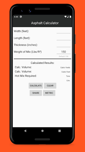 Screenshot of Asphalt Calculator Pro