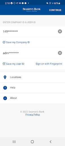 Android application Seamen's Bank Business screenshort