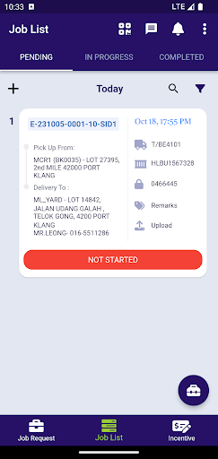 Minelog Driver App Screen 3