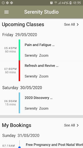 Android application Serenity Bookings App screenshort