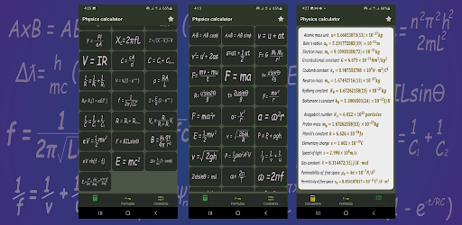 Android application Physics: notes & calculator screenshort