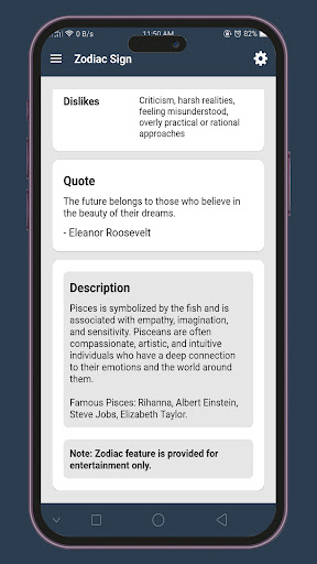 Zodiac Sign Screen 2
