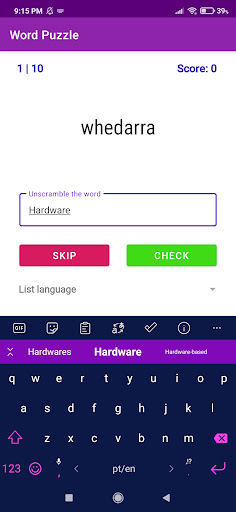 Android application Word Puzzle screenshort