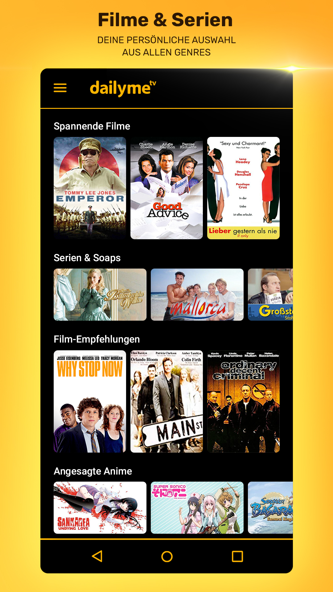 Android application dailyme TV, Serien, Filme & Fernsehen TV Mediathek screenshort
