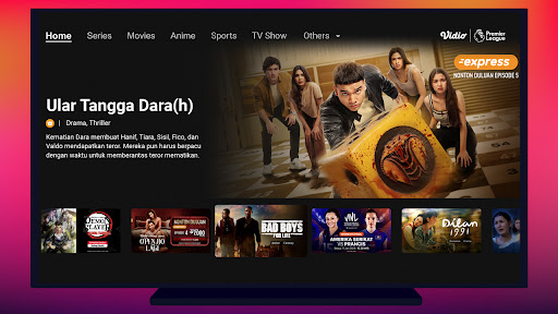 Android application Vidio TV: Sport, Movie, Series screenshort