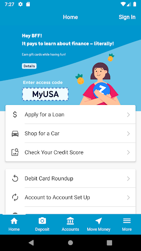MyUSA Credit Union Mobile Screen 2