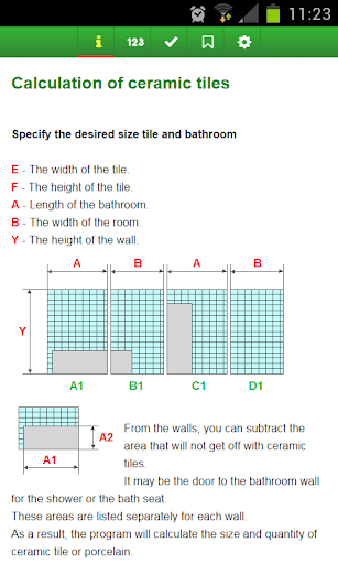 Android application Calculation of ceramic tiles screenshort