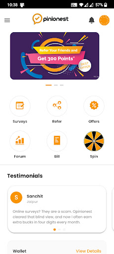 Opinionest: Surveys & rewards Screen 2
