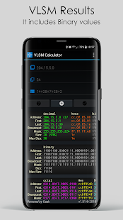 Captura de pantalla de la calculadora VLSM