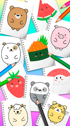 How To Draw Kawaii: kids games - Screenshot 1