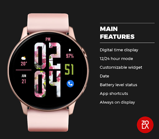 Flower Digital XL Watch Face Screen 2