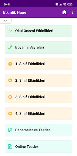 Android application Etkinlik Hane screenshort