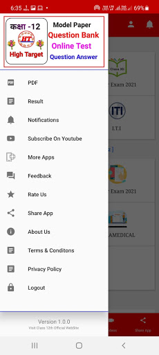 Android application Class 12th Objective Question screenshort