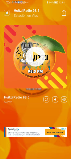 Android application Huitzi Radio 98.5 screenshort