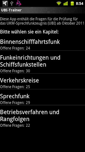 Android application German UBI exam trainer screenshort