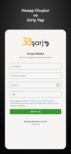 Android application 3A Şarj screenshort