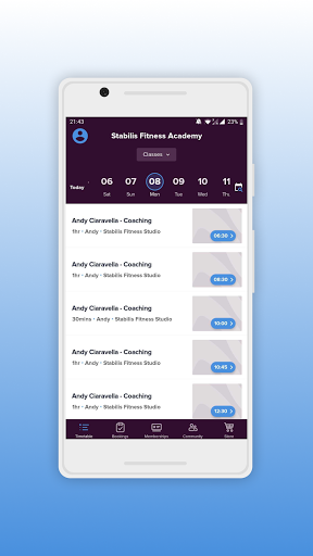 Android application Stabilis Fitness screenshort