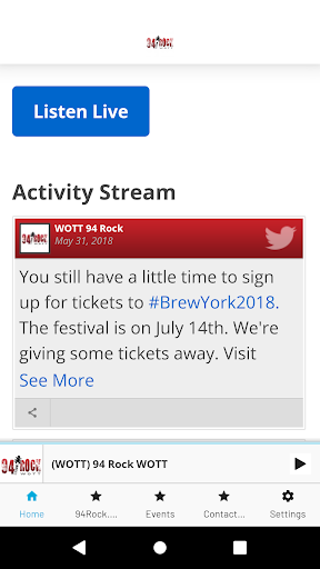 Android application 94 Rock (WOTT FM) screenshort