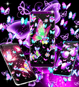 Captura de Pantalla 7 Fondo de mariposa de neón android