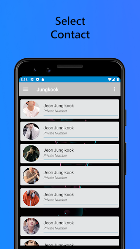 Android application Jungkook Btz call and chat screenshort