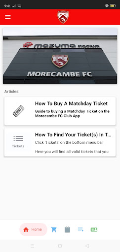 Morecambe FC Ticketing App Screen 2